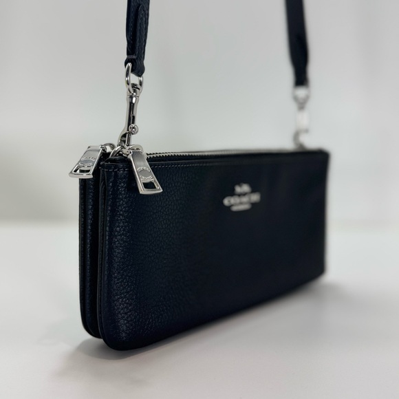 Coach Handbags - COACH Double Zip Crossbody Bag in Black Leather Wristlet